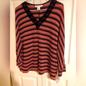 NWT Skye’s The Limit Light Woven Top, V neck with Lace Details Size M